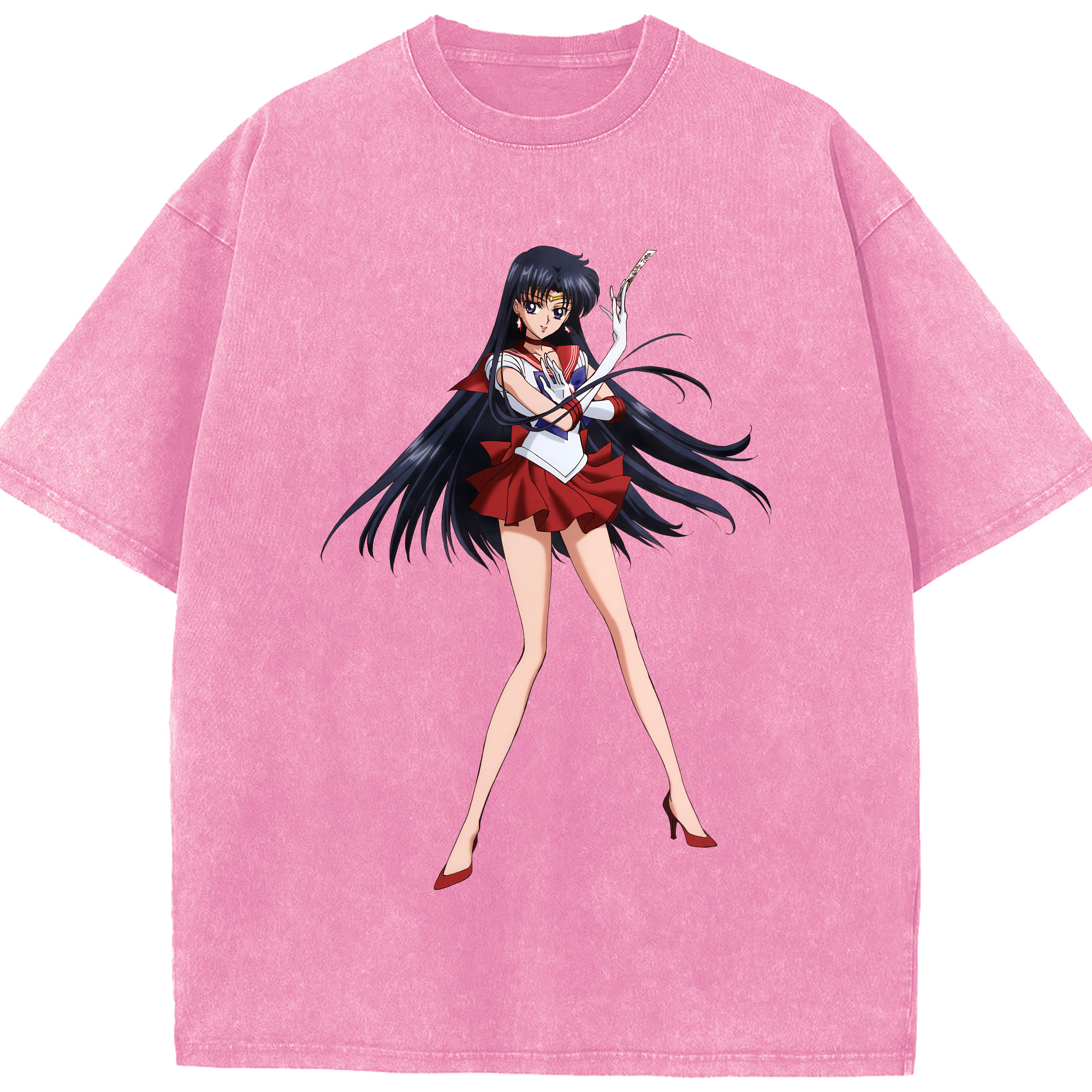 （画像用） 美少女戦士セーラームーン 火野レイ ひの レイ Sailor Moon Hino Rei （セーラーマーズ,Sailor Mars） 綿100% ヴィンテージ風 半袖Tシャツ（フロントプリント）
